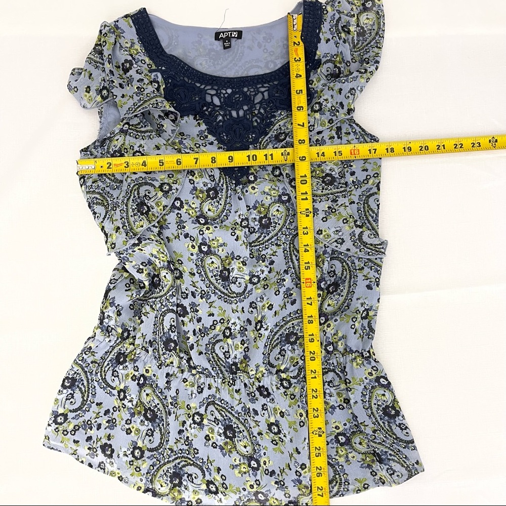 APT 9 top blouse Paisley Flowy artsy Floral boho short sleeveless M - Picture 9 of 9